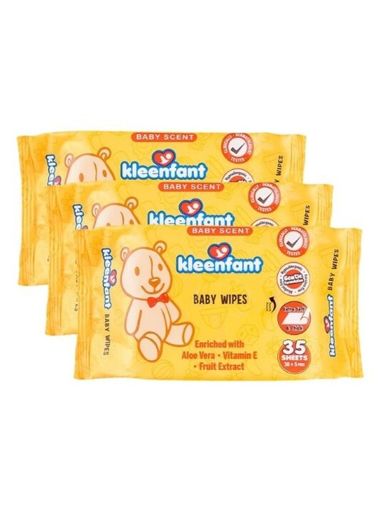 Kleenfant Baby Scent Scented Baby Wipes (35 sheets) Pack of 3 edamama