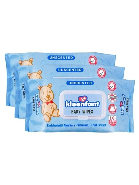 Kleenfant Unscented Baby Wipes (108 sheets) Pack of 3 edamama