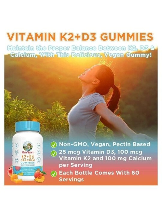 Mary Ruth's Vitamin K2 + D3 Calcium VEGAN Gummies (60 Gummies) edamama