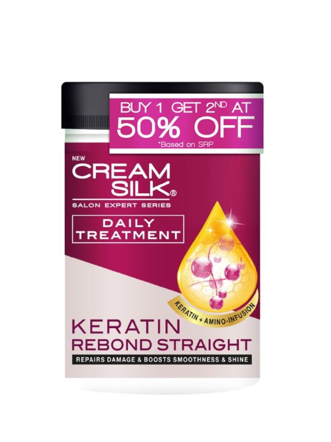 Cream Silk Treatment Keratin Rebond Straight (650ml) Buy One Get One